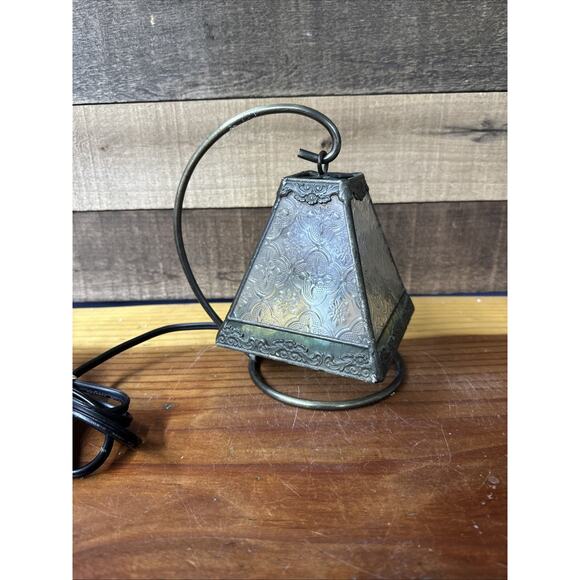 J Devlin Stained Glass Hanging Lantern Decorative Accent Night Light Clear - Picture 1 of 8